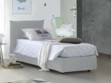 Letto 1 posto contenitore bianco 110x215cm rivestito in tessuto - Alisech