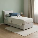 Letto 1 posto contenitore bianco 95x205cm rivestimento in ecopelle - Alzavola