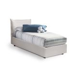 Letto 1 posto contenitore bianco 95x205cm rivestimento in ecopelle - Alzavola