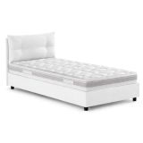 Letto 1 posto contenitore bianco 95x205cm rivestito in tessuto - Sabazia