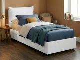 Letto 1 posto contenitore bianco 95x205cm sfoderabile - Janet