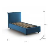 Letto 1 posto contenitore blu 110x215cm sfoderabile - Ippolito