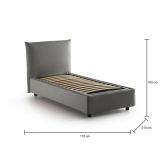 Letto 1 posto contenitore grigio 110x215cm rivestito in tessuto - Alisech