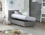 Letto 1 posto contenitore grigio 110x215cm rivestito in tessuto - Alisech