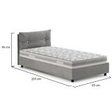 Letto 1 posto contenitore grigio 95x205cm design - Sabazia