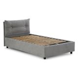 Letto 1 posto contenitore grigio 95x205cm rivestito in tessuto - Amaro