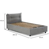 Letto 1 posto contenitore grigio 95x205cm rivestito in tessuto - Amaro