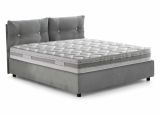 Letto 1 posto contenitore grigio 95x205cm rivestito in tessuto - Amaro