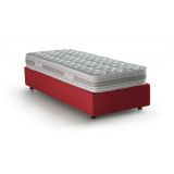 Letto 1 posto contenitore rosso 95x205cm rivestito in tessuto - Abbi