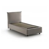 Letto 1 posto contenitore tortora 110x215cm rivestito in tessuto - Alisech