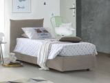 Letto 1 posto contenitore tortora 110x215cm rivestito in tessuto - Alisech