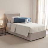 Letto 1 posto contenitore tortora 95x205cm rivestimento in ecopelle - Alzavola