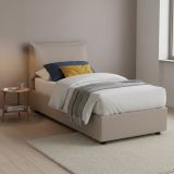 Letto 1 posto contenitore tortora 95x205cm stabile - Janet