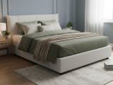 Letto 2 piazze contenitore bianco 175x205cm design - Almond