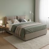 Letto 2 piazze contenitore tortora 175x205cm testiera morbida - Andrealo