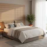 Letto 2 piazze contenitore tortora 175x215cm robusto - Calcite