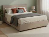Letto 2 piazze contenitore tortora 175x215cm salvaspazio - Ariadni