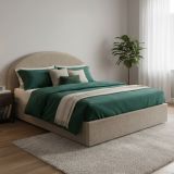 Letto 2 piazze contenitore tortora 175x215cm testiera tonda - Melanite