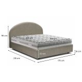 Letto 2 piazze contenitore tortora 175x215cm testiera tonda - Melanite