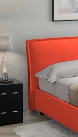 Letto Alla Francese Arancione Materasso Incluso Sfoderabile, Contenitore Made in Italy - Broni