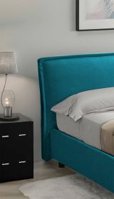 Letto Alla Francese Azzurro Materasso Incluso Sfoderabile, Contenitore Made in Italy - Broni