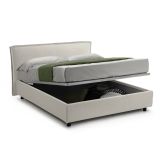 Letto Alla Francese Beige Materasso Incluso Sfoderabile, Contenitore Made in Italy - Broni