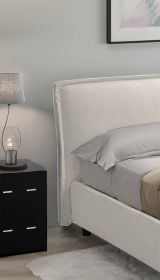 Letto Alla Francese Beige Materasso Incluso Sfoderabile, Contenitore Made in Italy - Broni