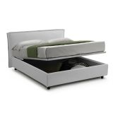 Letto Alla Francese Bianco Materasso Incluso Sfoderabile, Contenitore Made in Italy - Broni
