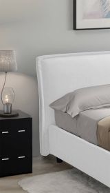 Letto Alla Francese Bianco Materasso Incluso Sfoderabile, Contenitore Made in Italy - Broni