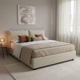 Letto alla francese contenitore beige 155x205cm - Askari