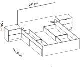 Letto alla francese design bianco e rovere 195x249cm - Iona