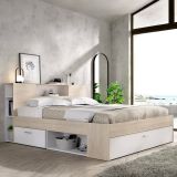 Letto alla francese design bianco e rovere 218x149cm - Conching