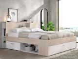 Letto alla francese design bianco e rovere 218x149cm - Conching