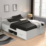 Letto alla francese elegante bianco opaco 144x204cm - Moira