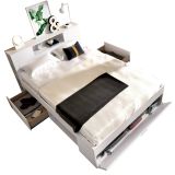 Letto alla francese Fariola, Sommier per camera da letto, Giroletto per stanza, Struttura porta materasso, 150x219 h95 cm, Bianco