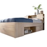 Letto alla francese Fariola, Sommier per camera da letto, Giroletto per stanza, Struttura porta materasso, 150x219 h95 cm, Rovere