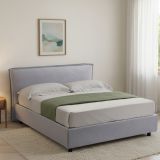 Letto Alla Francese Grigio Materasso Incluso Sfoderabile, Contenitore Made in Italy - Brienza