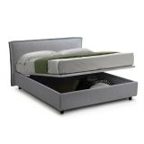 Letto Alla Francese Grigio Materasso Incluso Sfoderabile, Contenitore Made in Italy - Broni