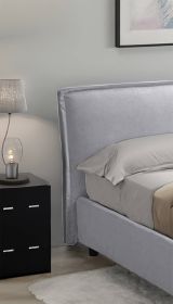 Letto Alla Francese Grigio Materasso Incluso Sfoderabile, Contenitore Made in Italy - Broni