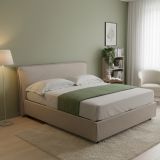 Letto Alla Francese Grigio Tortora Materasso Incluso Sfoderabile, Contenitore Made in Italy - Brienza