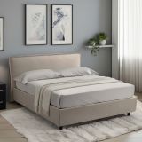 Letto Alla Francese Grigio Tortora Sfoderabile Contenitore, Dimensione Materasso 120x200 cm Made in Italy - Brosso
