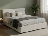 Letto alla francese imbottito bianco 155x205cm - Africa
