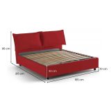 Letto alla francese imbottito rosso 155x215cm - Agalo