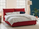 Letto alla francese imbottito rosso 155x215cm - Agalo