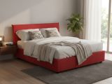 Letto alla francese in legno rosso 155x215cm - Aros