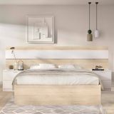Letto alla francese in legno rovere e bianco 195x248cm - Bonnie