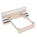 Letto alla francese in legno rovere e bianco 195x248cm - Bonnie