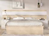 Letto alla francese in legno rovere e bianco 195x248cm - Bonnie