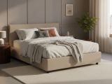 Letto alla francese materasso incluso tortora 155x205cm - Alion