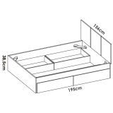 Letto alla francese moderno bianco e rovere 195x146cm - Villata